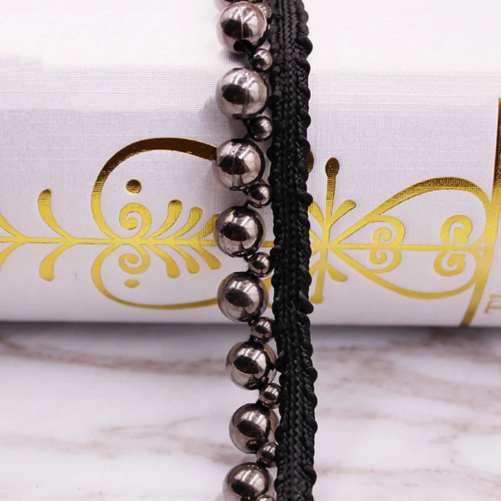 1 Yard White Black Gold Pearl Lace Trim Crease Mesh Ribbon Lace Fabric Collar Dress Sewing Garment Headdress Materials 3/4/6/8mm