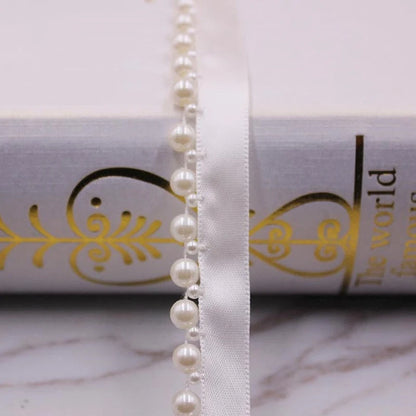 1 Yard White Black Gold Pearl Lace Trim Crease Mesh Ribbon Lace Fabric Collar Dress Sewing Garment Headdress Materials 3/4/6/8mm