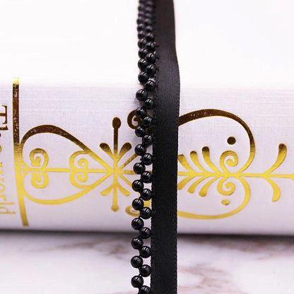 1 Yard White Black Gold Pearl Lace Trim Crease Mesh Ribbon Lace Fabric Collar Dress Sewing Garment Headdress Materials 3/4/6/8mm