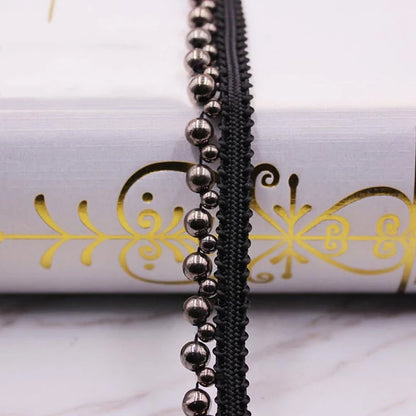 1 Yard White Black Gold Pearl Lace Trim Crease Mesh Ribbon Lace Fabric Collar Dress Sewing Garment Headdress Materials 3/4/6/8mm