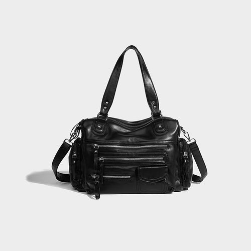 Fashion Black Vintage Zipper Motorcycle Bag