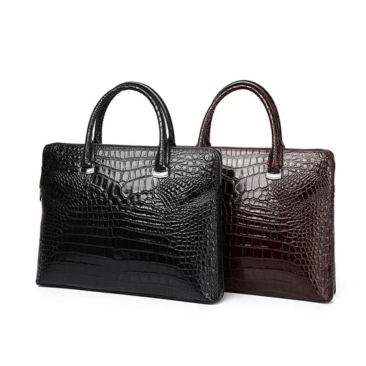 Men's Casual Crocodile Belly Pattern Briefcase