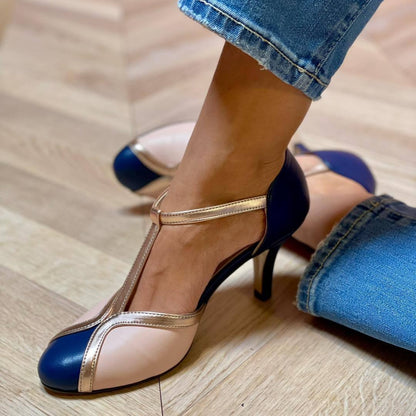 High Heel Fashion Round Toe Large Size Color Matching
