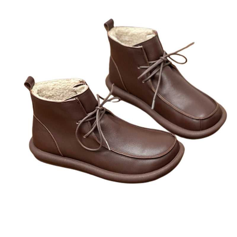Extra-thick Velvet Warm Cowhide Women's Boots