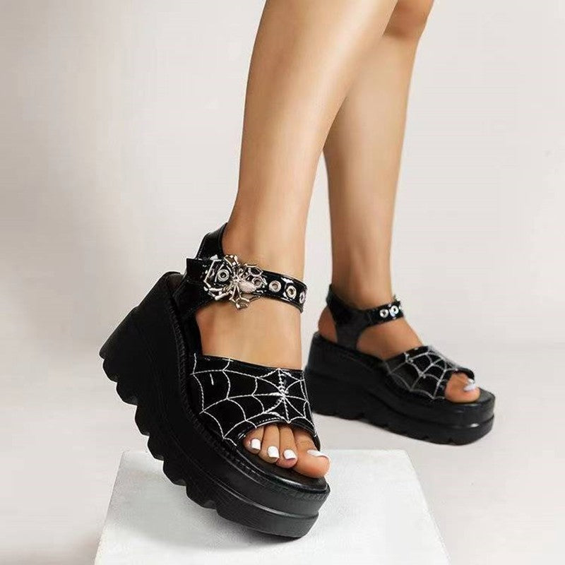 Fashion Gothic Spider Web Embroidered Women's Shoes