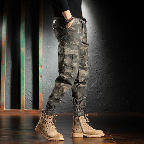 Men's Spring And Autumn Camouflage Loose Ankle Banded Working Pants