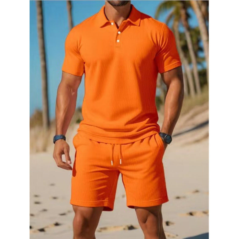 Summer Casual Sports All-matching Slim Fit Short-sleeved Polo Shirt Shorts