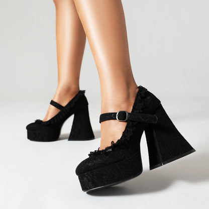Women's Buckle Waterproof Platform High Heels