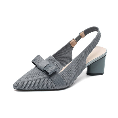 Closed Toe Bow Solid Color Summer High Heel Sandals Women Back Strap
