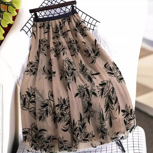 Fashion Personality Flocked Printed Women's Skirt