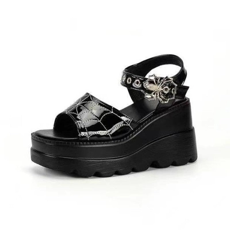 Fashion Gothic Spider Web Embroidered Women's Shoes