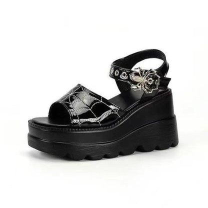 Fashion Gothic Spider Web Embroidered Women's Shoes