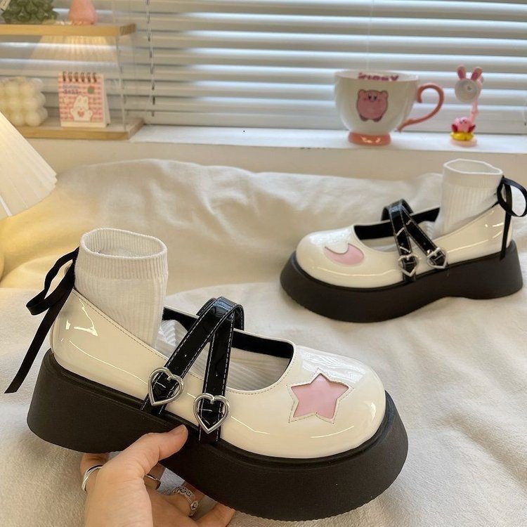 French Style Platform Leather Shoes Women