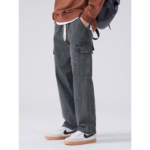 Autumn And Winter Loose Straight Multi-pocket Slacks