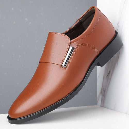 Men's Pointed-toe Slip-on Business Formal Wear Leather Shoes