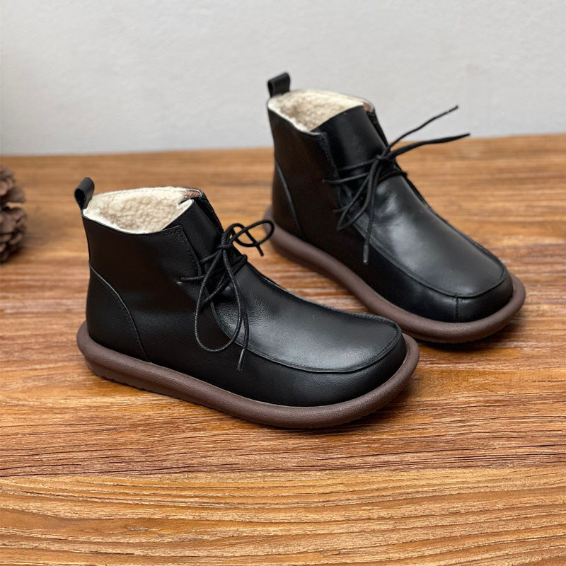 Extra-thick Velvet Warm Cowhide Women's Boots