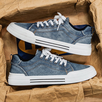 Men's Korean-style Fashion Plus Size Low-top Casual Denim All-matching Sneakers