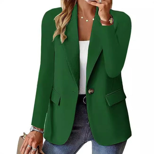 Women's Long-sleeved Solid Color Cardigan Suit Jacket