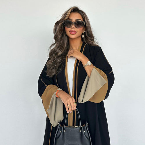 Fashion Middle East Stitching Large Sleeves Cardigan Dubai Elegant Dress