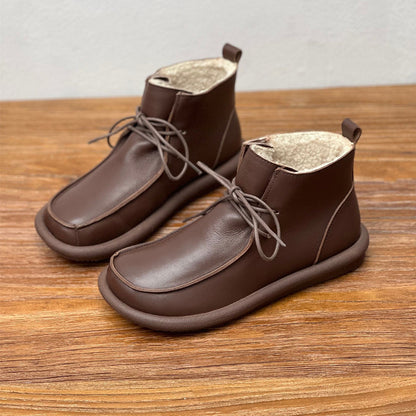 Extra-thick Velvet Warm Cowhide Women's Boots