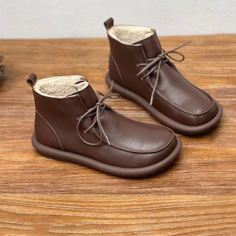 Extra-thick Velvet Warm Cowhide Women's Boots