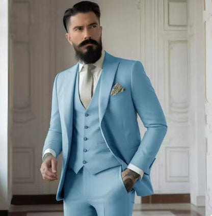 Men's Slim Fit Solid Color Business Suit