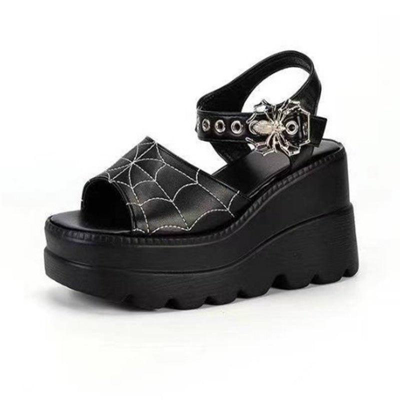 Fashion Gothic Spider Web Embroidered Women's Shoes