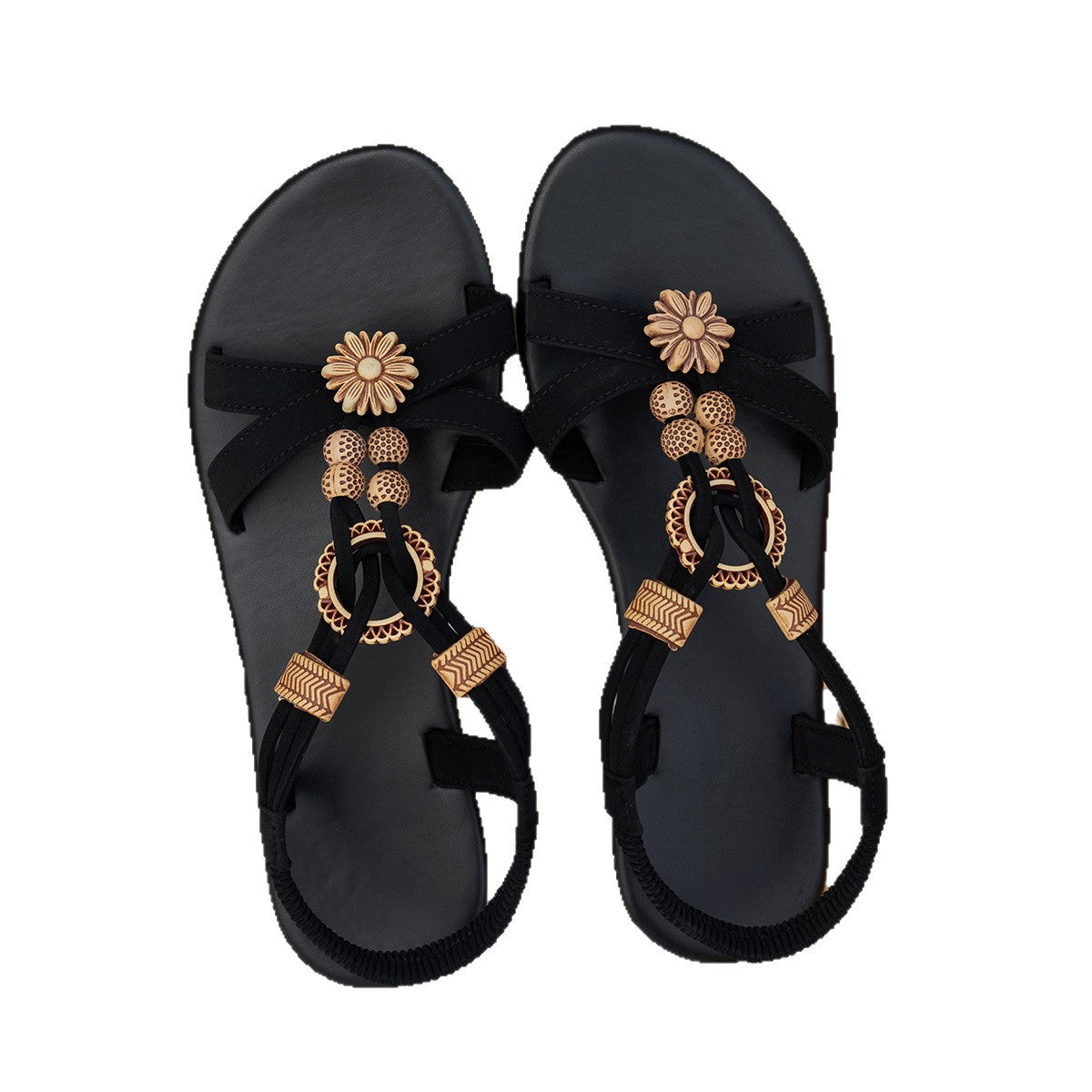 Ethnic Style Flat Women's Beaded Weave Open Toe Beach Sandals