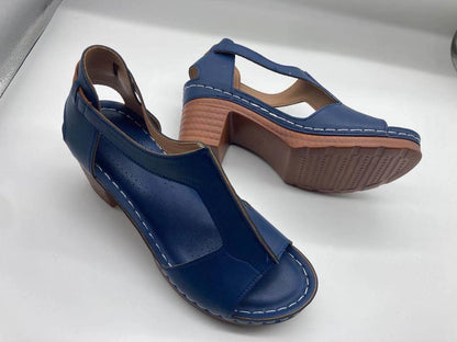 Peep Toe Plus Size Wedge Open Toe Buckle Roman Style High Heel Sandals