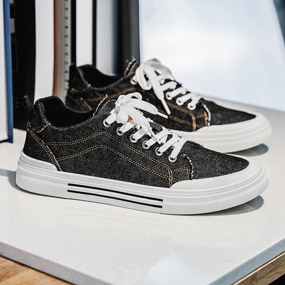 Men's Korean-style Fashion Plus Size Low-top Casual Denim All-matching Sneakers