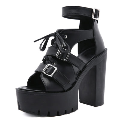 Zipper Metal Ultra-high Heel Peep-toe High-heeled Sandals