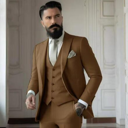 Men's Slim Fit Solid Color Business Suit