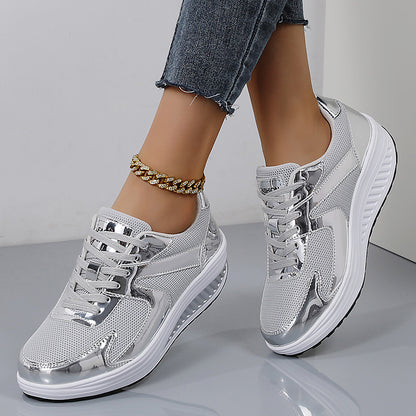 Women's Fashionable Thick Bottom Mesh Elevator Breathable