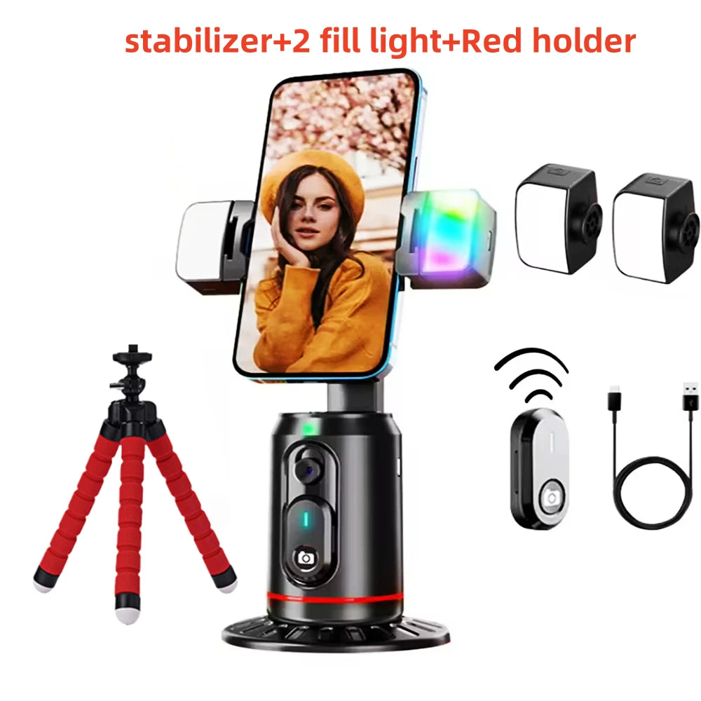 FANGTUOSI 360 Rotation Follow-up Gimbal Stabilizer Monopod Desktop Tracking Gimbal with Remote for Phone Live Photography
