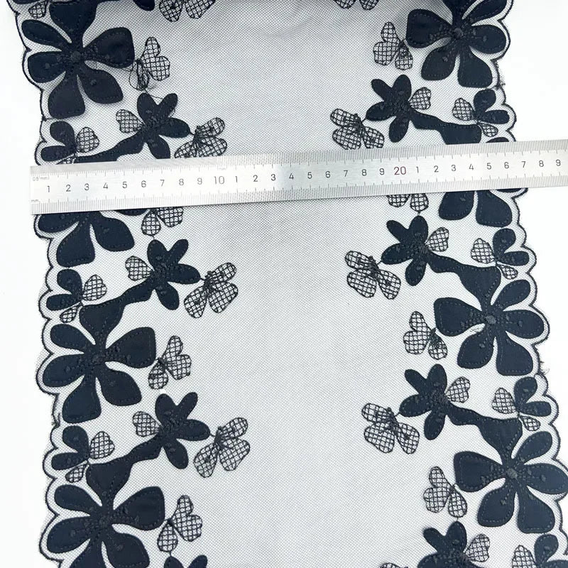 1 Yards Tulle Embroidered Lace Trim DIY Bra Dress Sewing Fabrics Quality Tulle Mesh Trim Fabric For Craft Lingerie Accessories