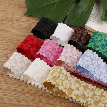 10 Yards Flowers Wavy Edge Lace Ribbon DIY Handmade Material Headdress For Hair Bows 25MM38MM Craft Accessories
