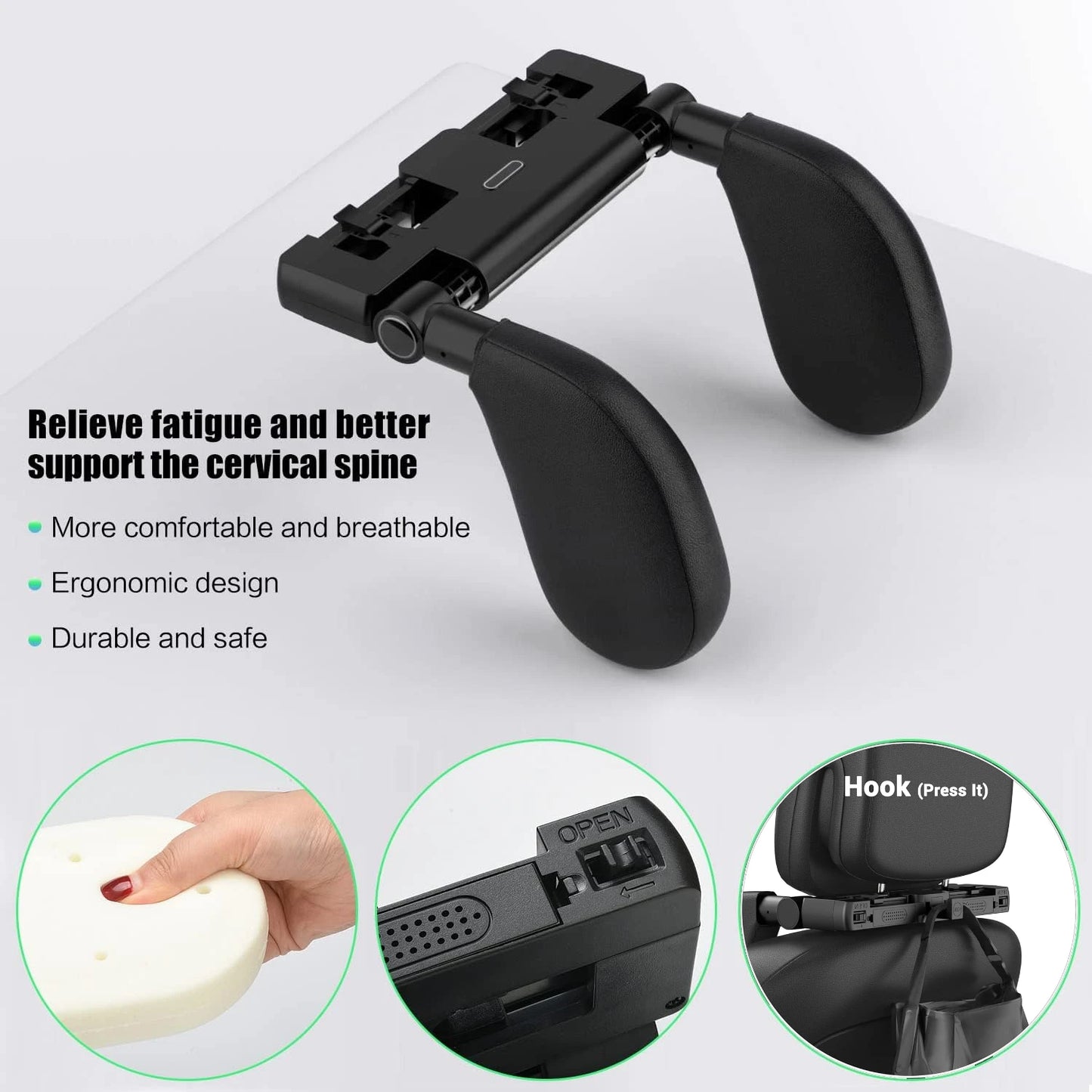 Adjustable Auto Cervical Pillow with Memory Foam & Side Pads Ergonomic