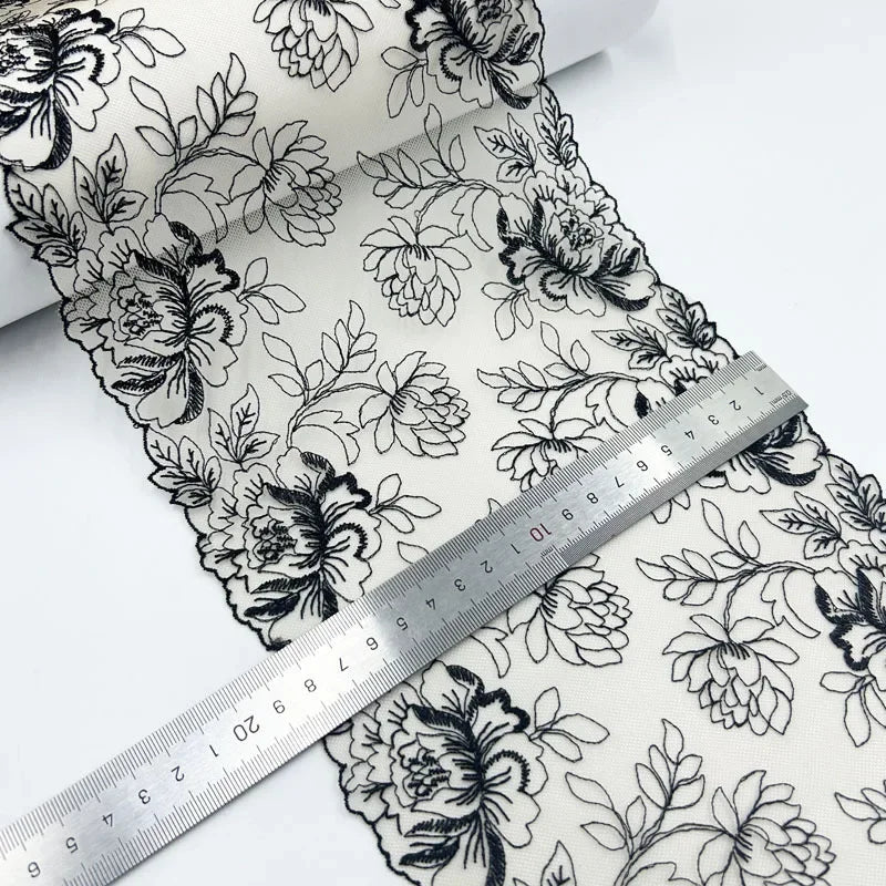 1 Yards Tulle Embroidered Lace Trim DIY Bra Dress Sewing Fabrics Quality Tulle Mesh Trim Fabric For Craft Lingerie Accessories