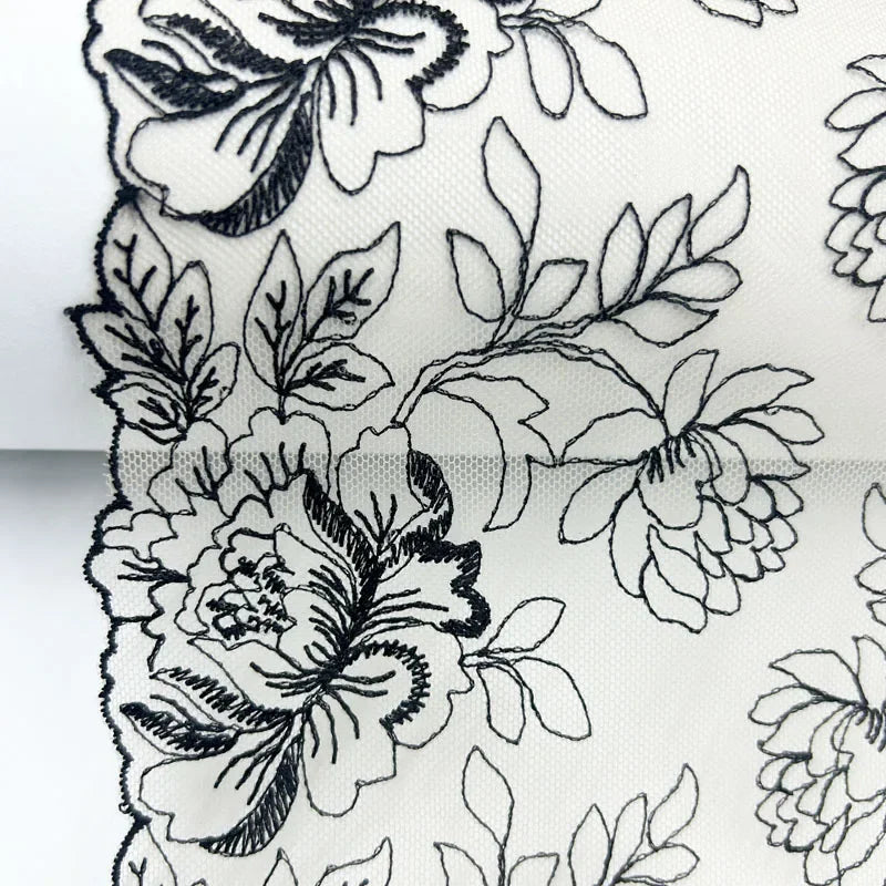 1 Yards Black Flower Brown Embroidery Lace Bra Grey DIY Craft Sewing Supplies Skirt Hem Decoration Accessories