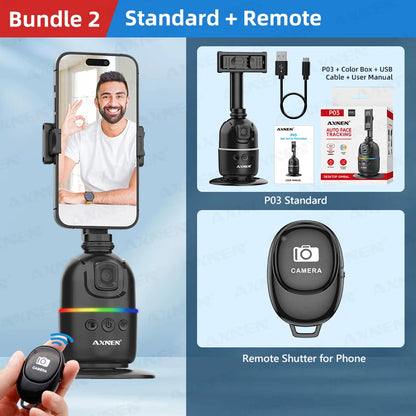 Smart Auto Face Tracking Desktop AI Gimbal for Smartphone & Action Camera 360 Rotation Follow