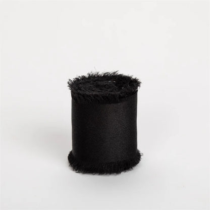 1 Roll 5 yards Frayed Edged Satin Handmade Smooth Soft Ribbon For Wedding Invitation Bouquets Birthday Party DIY Decoration Gift