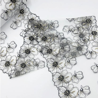 1 Yards Tulle Embroidered Lace Trim DIY Bra Dress Sewing Fabrics Quality Tulle Mesh Trim Fabric For Craft Lingerie Accessories