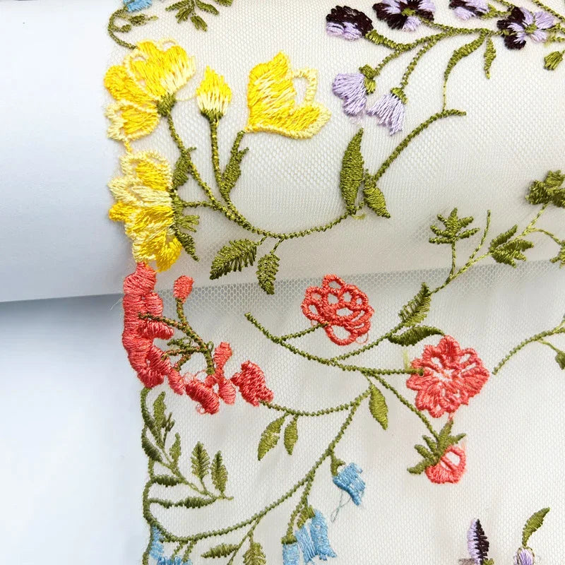 1 Yards Tulle Embroidered Lace Trim DIY Bra Dress Sewing Fabrics Quality Tulle Mesh Trim Fabric For Craft Lingerie Accessories