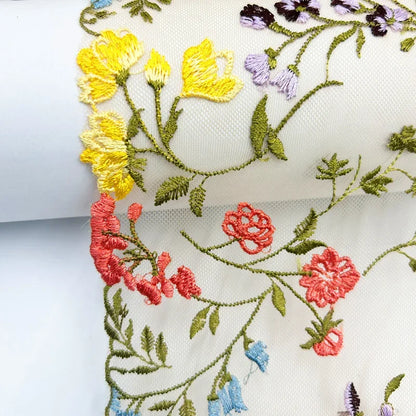1 Yards Tulle Embroidered Lace Trim DIY Bra Dress Sewing Fabrics Quality Tulle Mesh Trim Fabric For Craft Lingerie Accessories