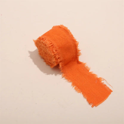 1 Roll 5yards*4cm Frayed Edged Satin Handmade Cotton Linen Ribbon For Wedding Invitation Bouquets Birthday Party DIY Decoration