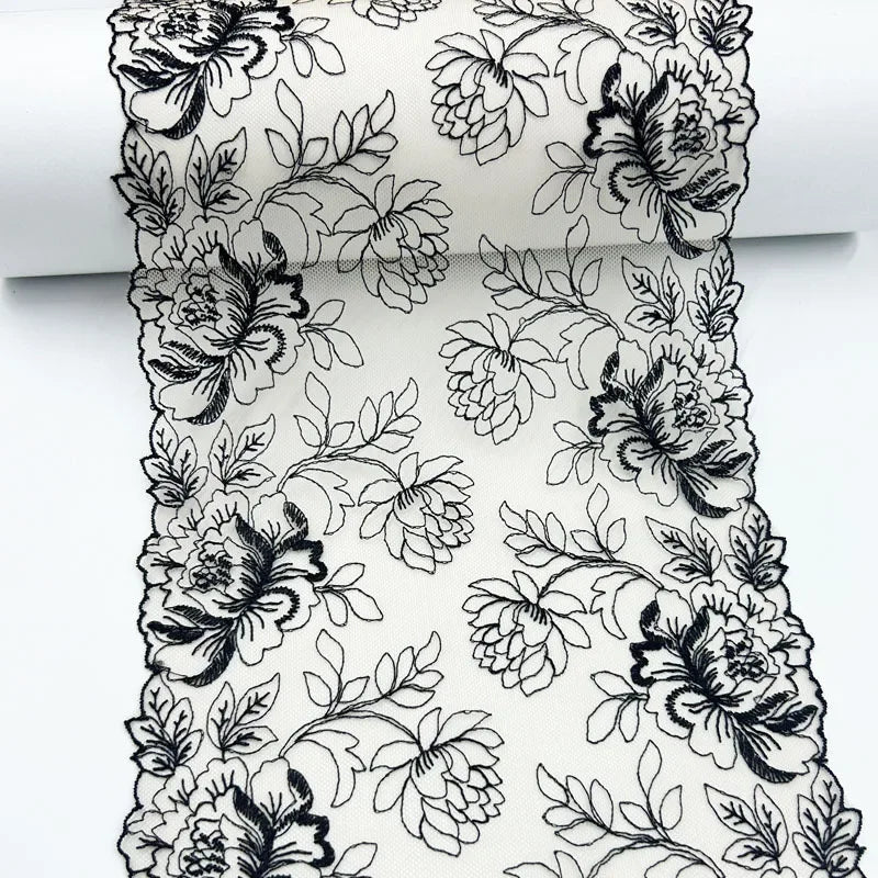 1 Yards Black Flower Brown Embroidery Lace Bra Grey DIY Craft Sewing Supplies Skirt Hem Decoration Accessories