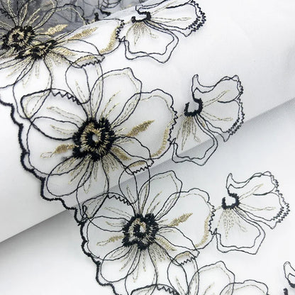 1 Yards Tulle Embroidered Lace Trim DIY Bra Dress Sewing Fabrics Quality Tulle Mesh Trim Fabric For Craft Lingerie Accessories