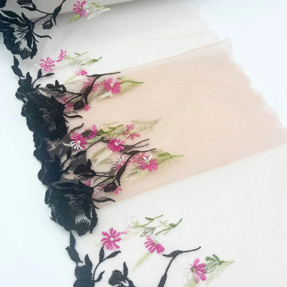 1 Yards Tulle Embroidered Lace Trim DIY Bra Dress Sewing Fabrics Quality Tulle Mesh Trim Fabric For Craft Lingerie Accessories