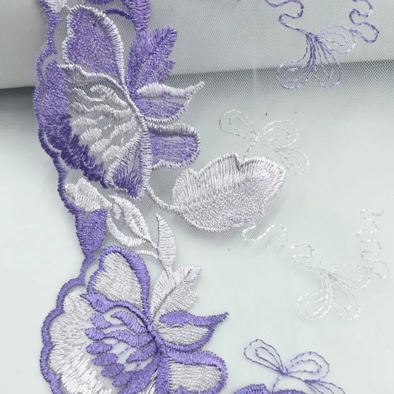 1 Yards Tulle Embroidered Lace Trim DIY Bra Dress Sewing Fabrics Quality Tulle Mesh Trim Fabric For Craft Lingerie Accessories