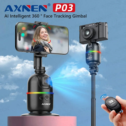 Smart Auto Face Tracking Desktop AI Gimbal for Smartphone & Action Camera 360 Rotation Follow